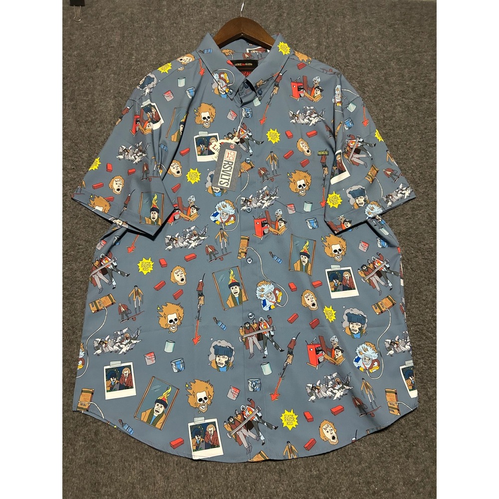 RSVLTS Home Alone Sticky Bandists Kunuflex Short Sleeve Button Up Shirt Size 2XL